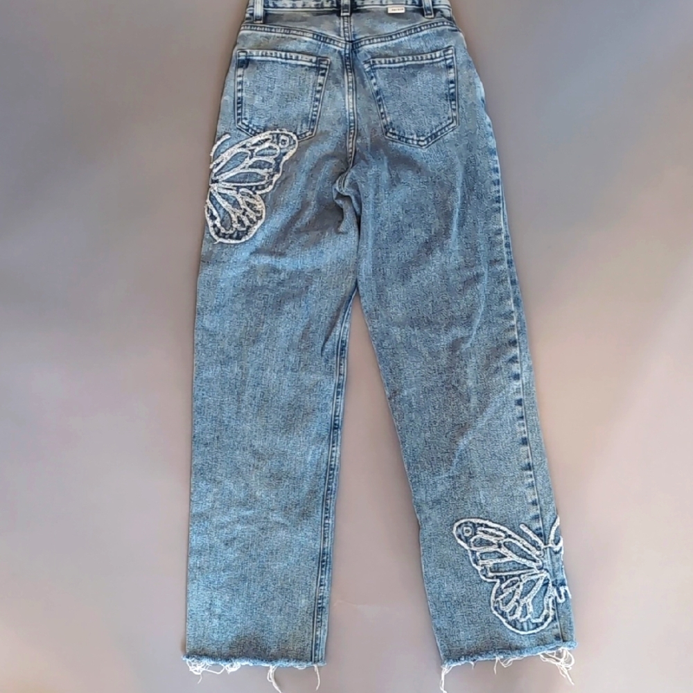 Wide Leg Butterfly Medium Wash Pac Sun Blue Jeans - Picture 3 of 11